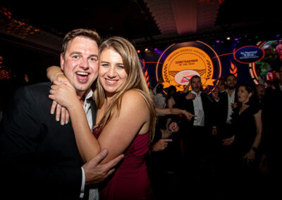 Guests hugging at the Farmers Weekly Awards 2023